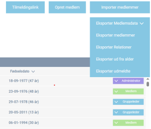 Eksporter data på medlemmer