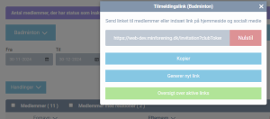 Kopier tilmeldingslink og indsæt på hjemmeside og socialt medie 